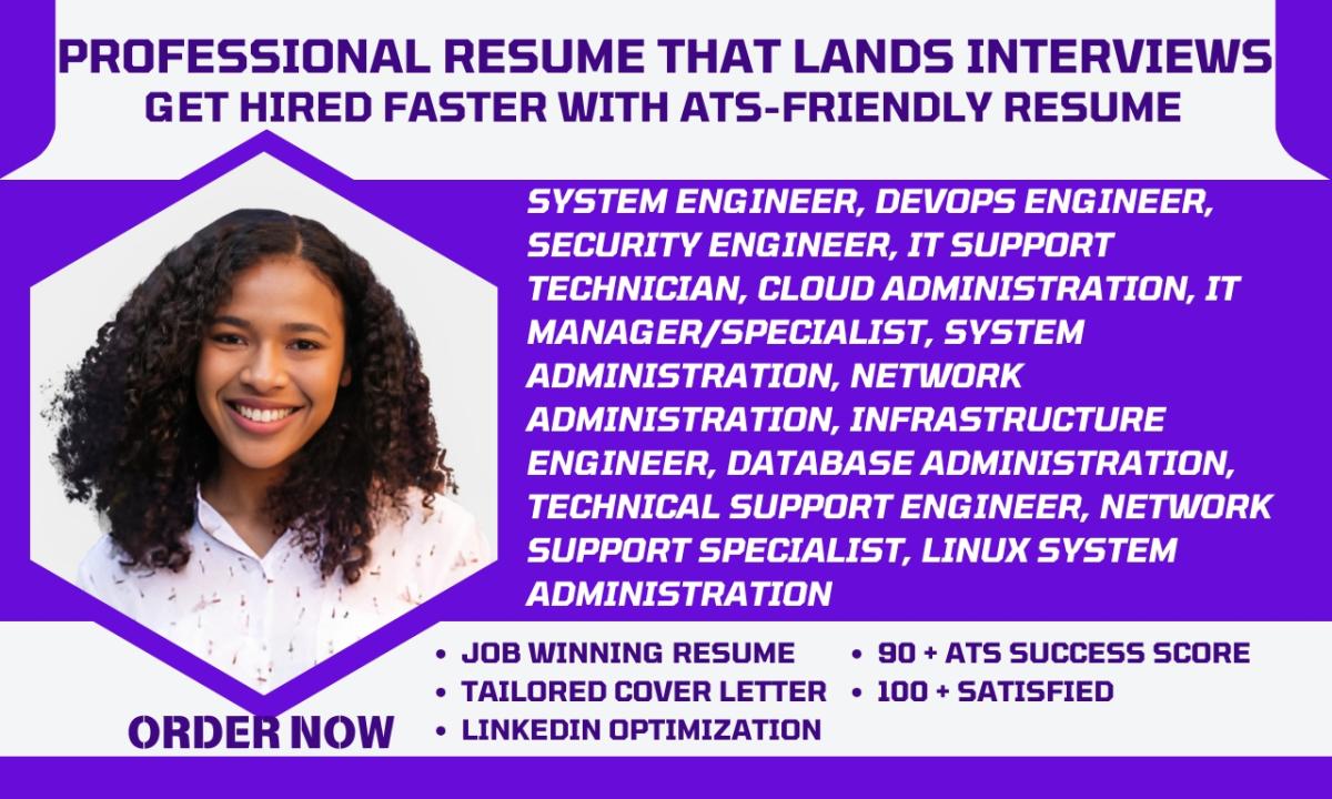 I Will Write System Engineer, Infrastructure Engineer, Network Administrator, IT Resume