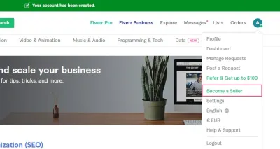 How to Become a Seller on Fiverr Mobile