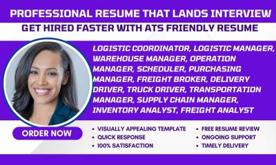 I Will Write Procurement Specialist, Operation and Supply Chain Manager, Scheduler Resume