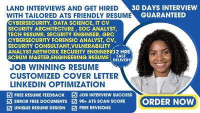 I Will Write a Cybersecurity Data Science Security Architecture SOC Analyst Tech Resume