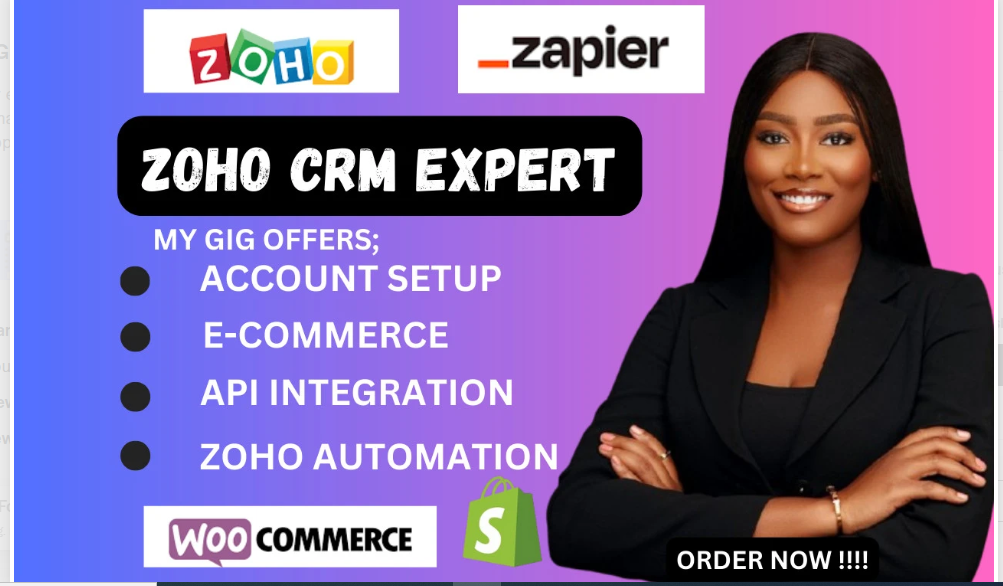 I Will Integrate Zoho CRM, Zoho Form, Zapier, Invoicing with Shopify or WooCommerce