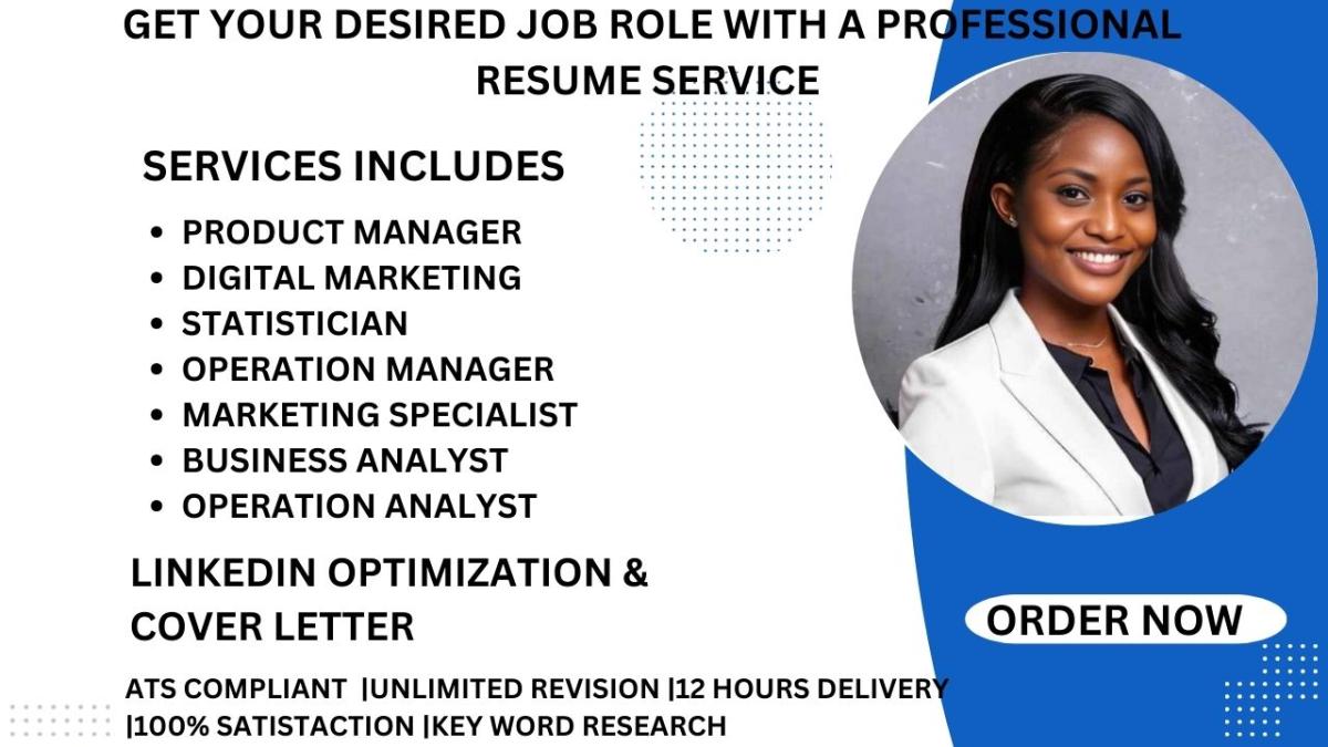 I Will Create a Professional Resume for Product Manager, Digital Marketing, Operation Analyst, and Data Scientist