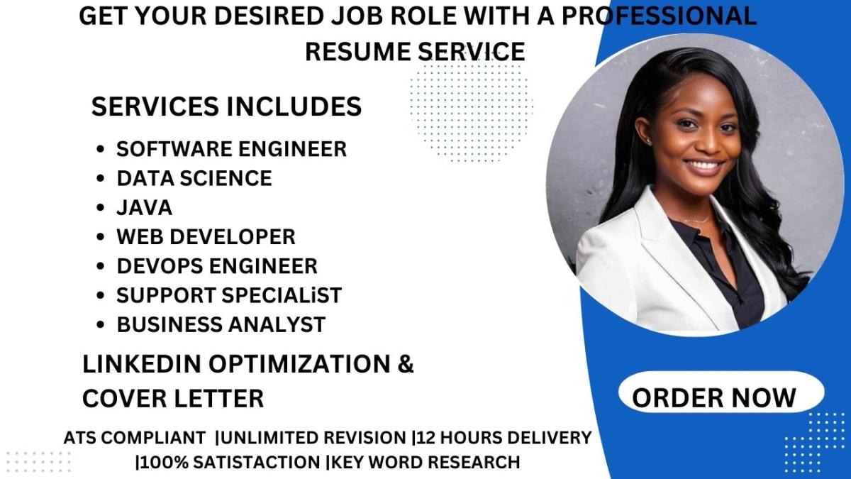 I Will Craft a Professional Resume for Software Engineer, Data Scientist, Web Developer, Java Developer, and Data Engineer