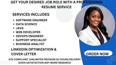 I Will Craft a Professional Resume for Software Engineer, Data Scientist, Web Developer, Java Developer, and Data Engineer