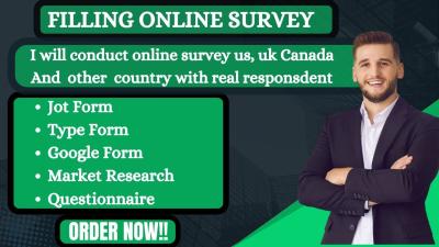 I Will Conduct Online Surveys for the US, UK, Canada, and Other Countries with Real Respondents