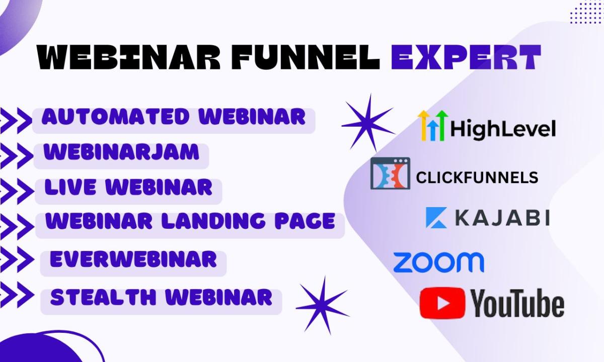 I Will Design a Webinar Funnel with Integration for WebinarJam, EverWebinar, and ClickFunnels