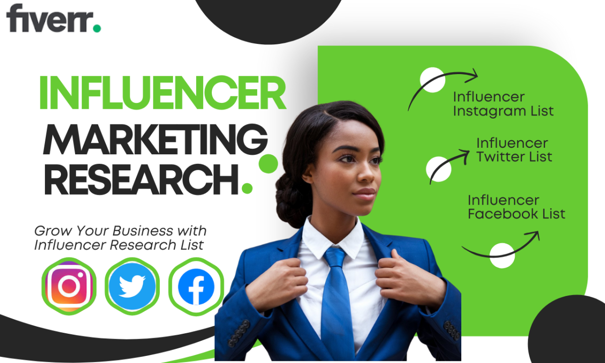 I Will Conduct Influencer Research for Instagram, TikTok, YouTube, Facebook, and Twitter