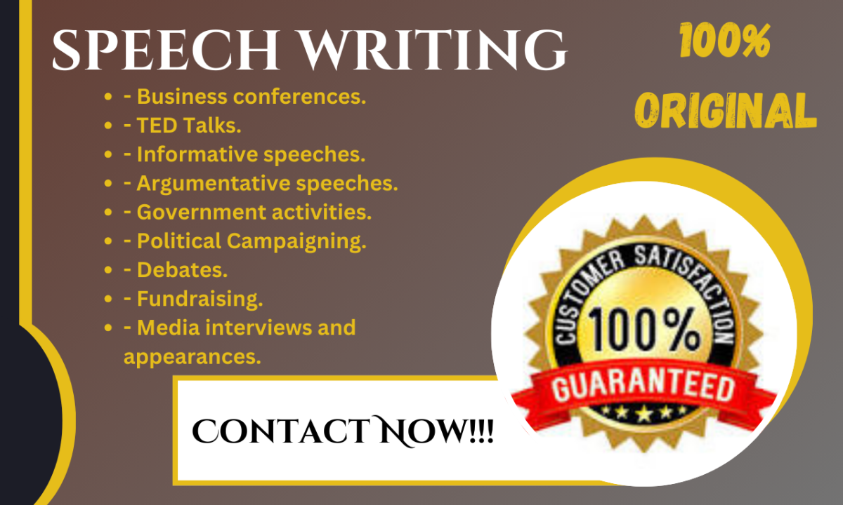 I Will Write a Speech for Any Event or Occasion