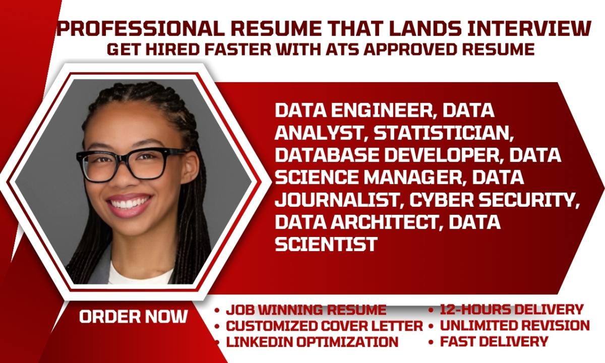 I Will Write a Professional Resume for Data Scientists, Statisticians, Data Engineers, and Data Analysts