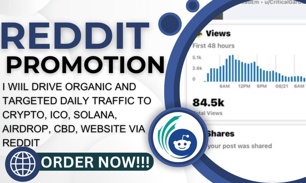 I Will Promote Your Crypto Meme Coin Airdrop & CBD Solana ICO on Reddit