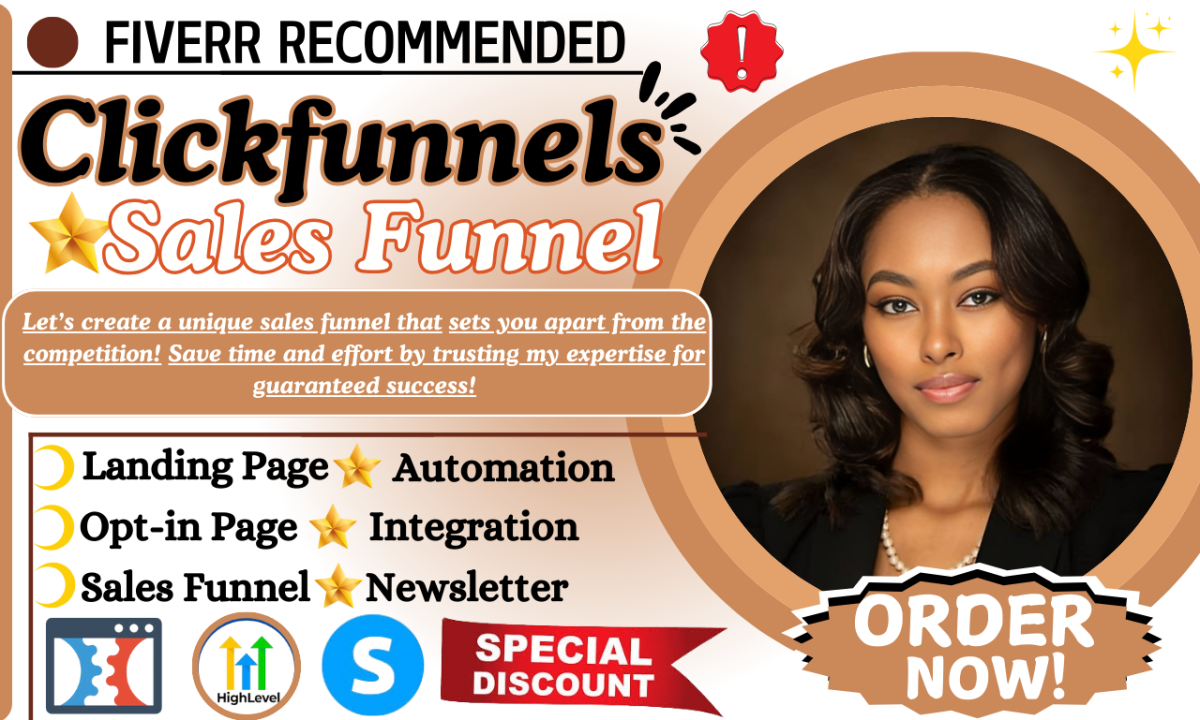 I Will Design Systeme IO Landing Pages, Clickfunnels Sales Funnels, and GoHighLevel Funnels