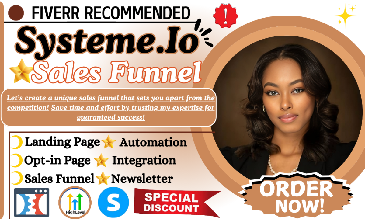 I Will Create Systeme.io Sales Funnel, GoHighLevel Automation, and Leadpages Landing Page