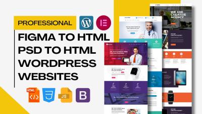 I Will Convert Figma or PSD to HTML or WordPress with Responsive Web Design, JS, and CSS