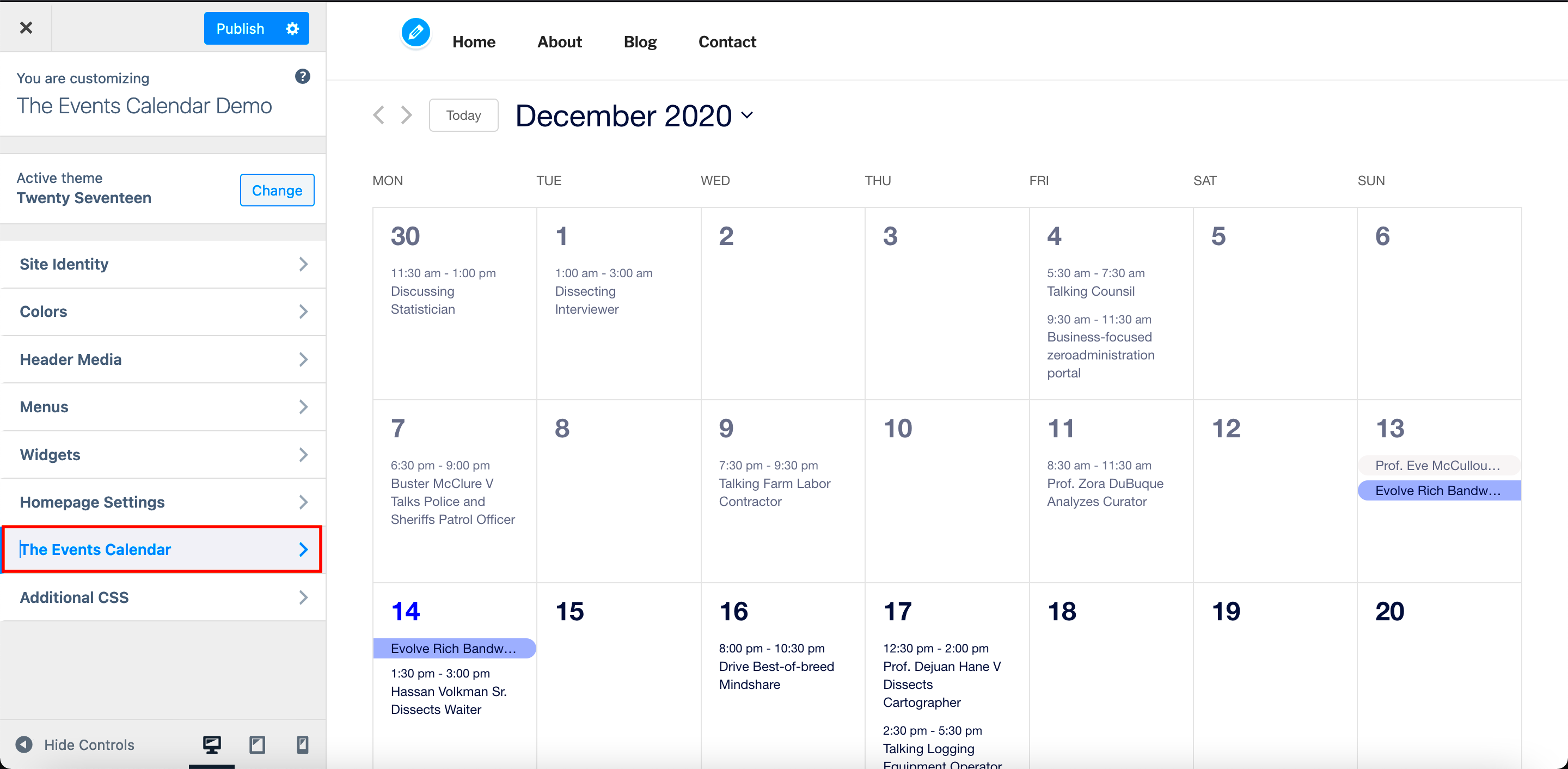 WordPress Customizer for Calendar Views  Knowledgebase  The Events 