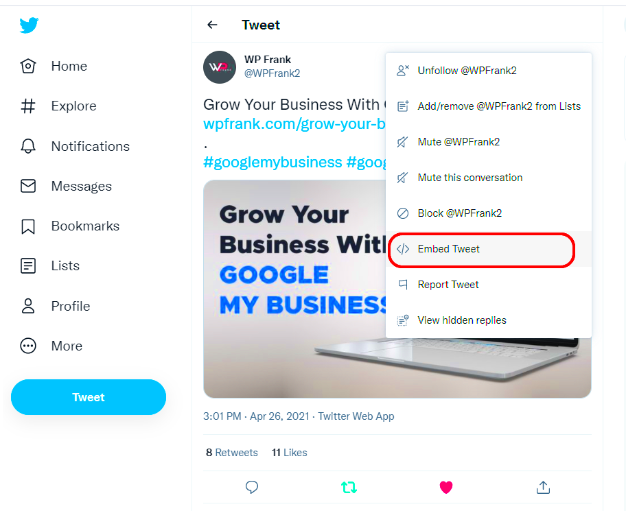 How to Embed Tweets into WordPress Posts  WPFrank