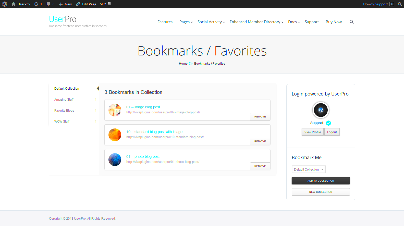 WordPress User Bookmarks Standalone version  Bookmarks Version 