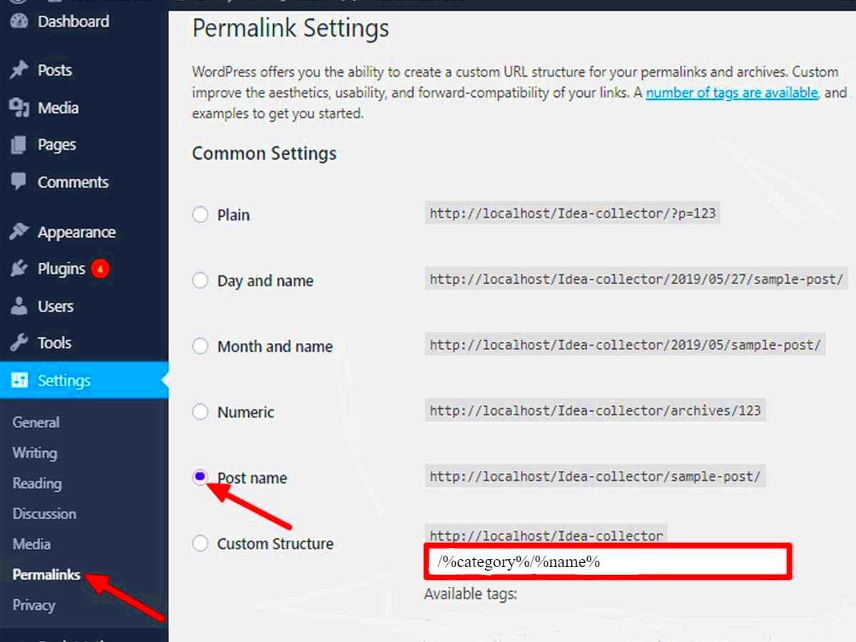 How to Change WordPress Permalink Setting