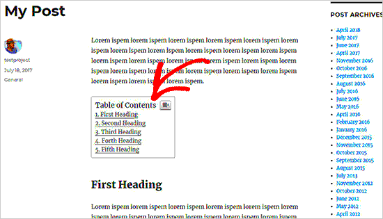 How to Create a Table of Content in WordPress Posts and Pages