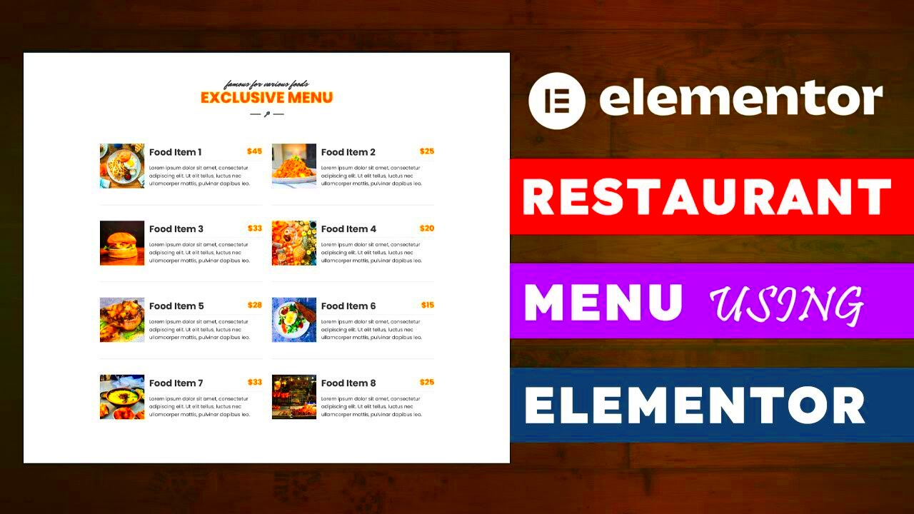 Design a Creative Responsive Restaurant Menu using Elementor  YouTube