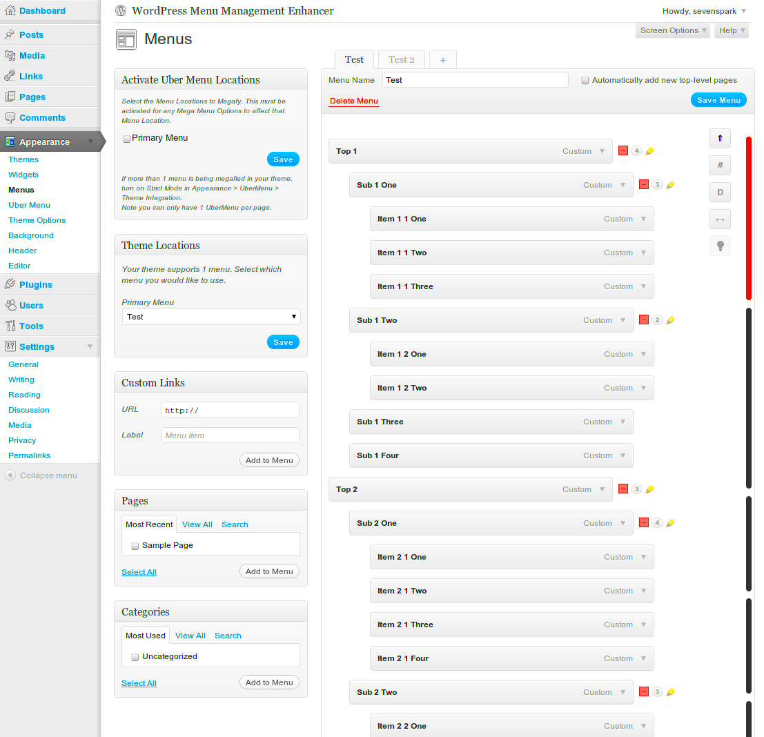 Menu Management Enhancer for WordPress by sevenspark  CodeCanyon