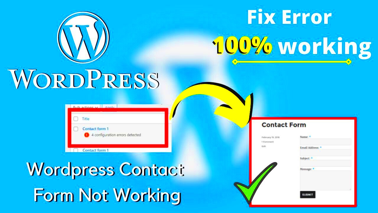 Wordpress Contact Form Not Working  Fix WordPress Error  YouTube