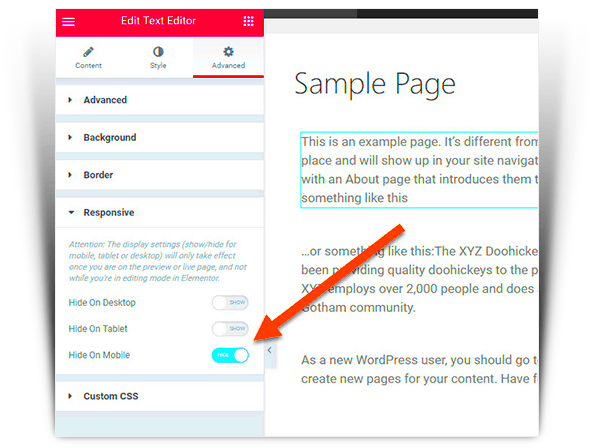 How To Responsively Hide Elements In Elementor