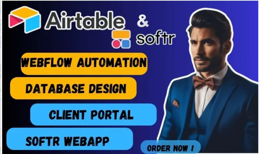 I Will Set Up Airtable Database, Softr Web App, Airtable Automation, and Client Portal