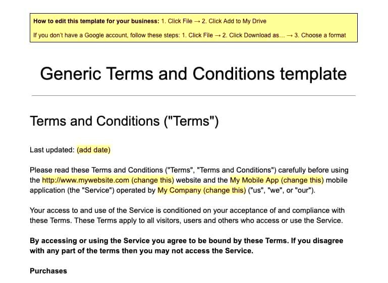 Generate an Ecommerce Terms  Conditions  Terms of Service Generator