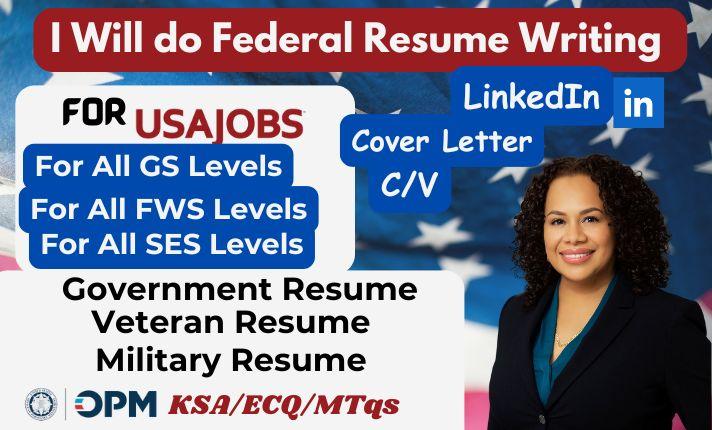 I Will Create Your Federal Resume, USAJobs Resume, Executive Resume, and ATS Resume Within 24 Hours!