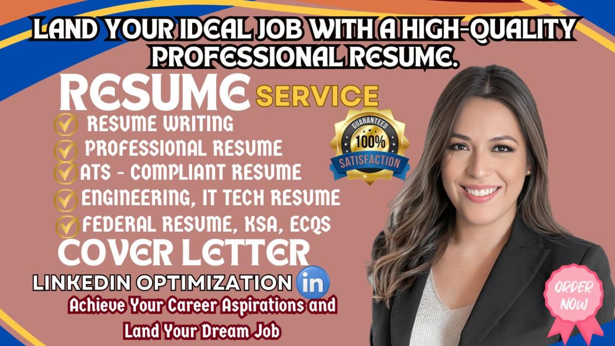 I Will Write Professional ATS Resume, Cover Letter, LinkedIn Profile, and CV