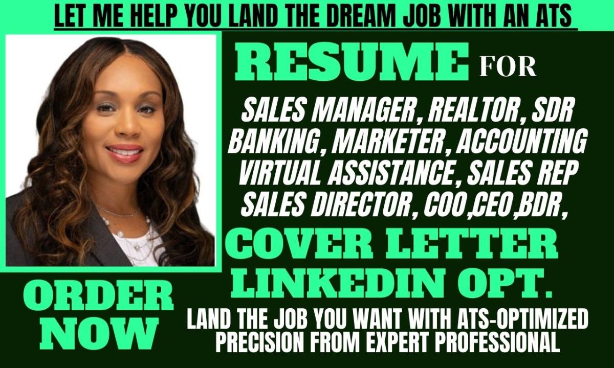 I Will Craft Resume for Sales, Director, BDR, Finance, Marketing, SDR, E-commerce, SaaS