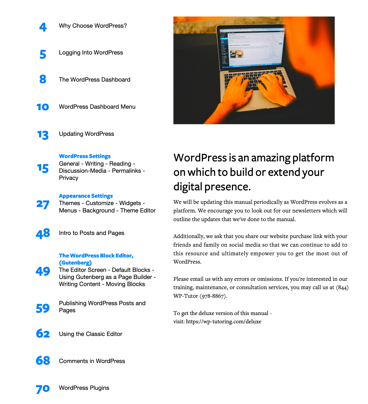 WordPress Tutorial PDF Manual 2021  Deluxe Edition  WP TutoringCom