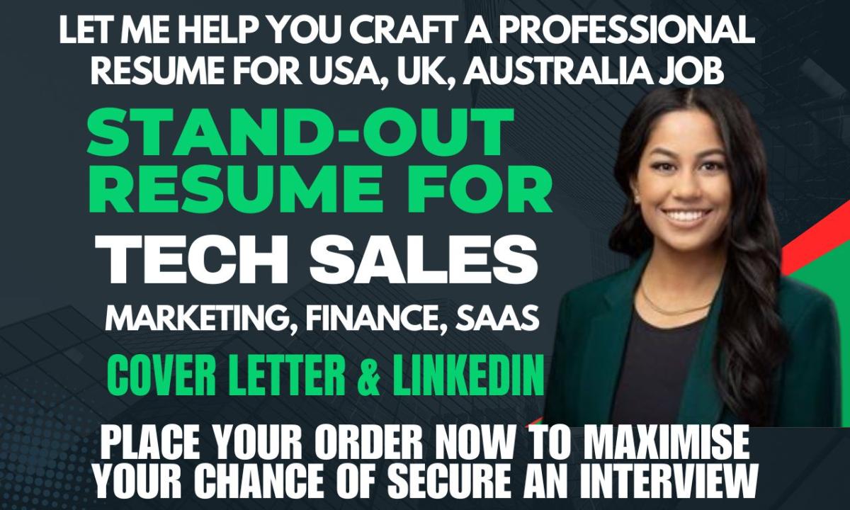 I Will Craft an Outstanding Resume for Sales, Finance, Marketing, Accounting, Tech Sales, and Investment Professionals