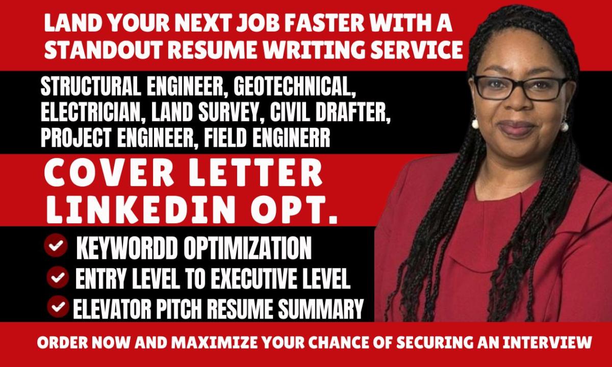 I Will Write Mechanical, Programmer, Engineer, Geotechnical, HVAC, and Land Survey Resumes