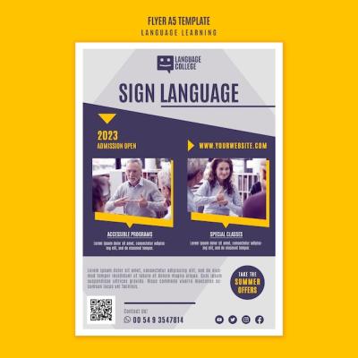 Flat Design Language Learning Poster Template – Free Download