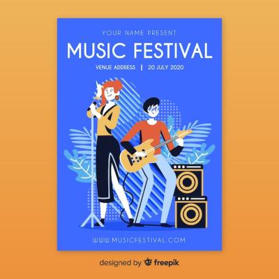 Hand Drawn Music Festival Poster Template – Free Download