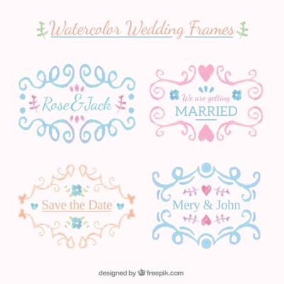 Watercolor Wedding Frames Pack – Free Download, Download Free Stock Photo