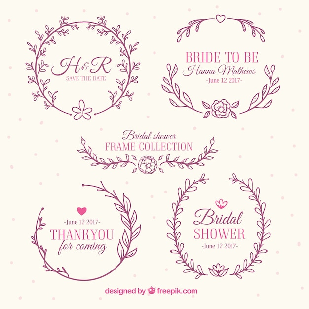 Beautiful Bridal Shower Frames with Floral Decoration for Free Download