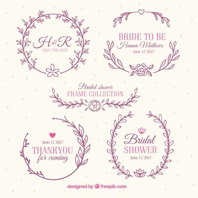 Beautiful Bridal Shower Frames with Floral Decoration for Free Download