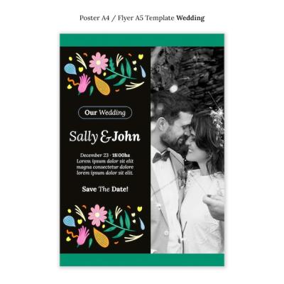 Floral Wedding Poster Template Design – Free Download