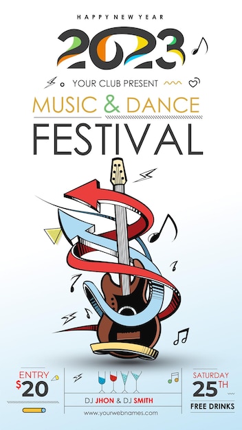 New Year Christmas Music Party Event Flyer Poster for Social Media – Free Download