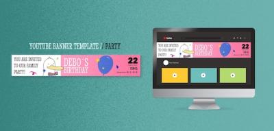 Hand Drawn Party Fun YouTube Banner – Free Download