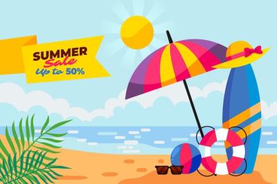 Organic Flat Summer Sale Illustration – Free Download