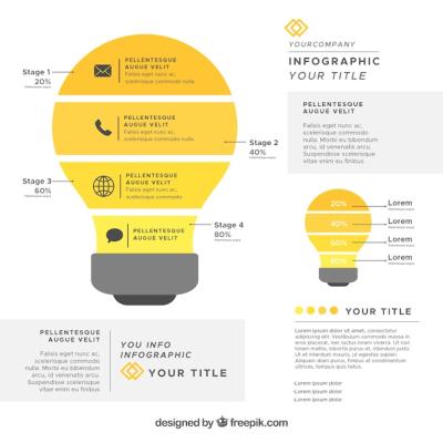 Yellow Infographics Featuring a Light Bulb – Free Download