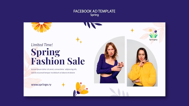 Spring Fashion Template in Flat Design – Free to Download