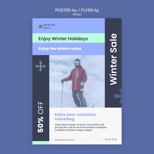 Winter Sale Flyer Template with Discount – Free Download, Download Free Stock Photo