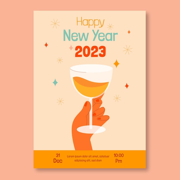 Flat New Year 2023 Vertical Poster Template – Free Download