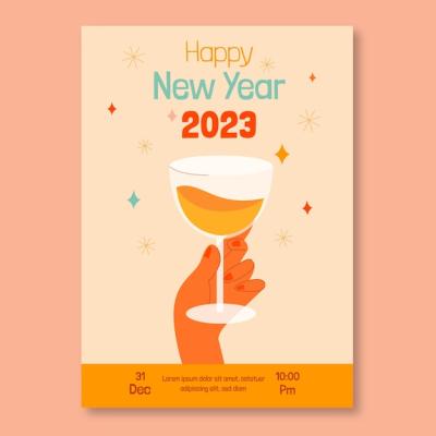 Flat New Year 2023 Vertical Poster Template – Free Download