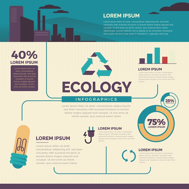 Ecology Flat Infographic with Retro Colors – Free Download