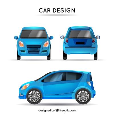 Blue Car in Different Views – Download Free Stock Photo